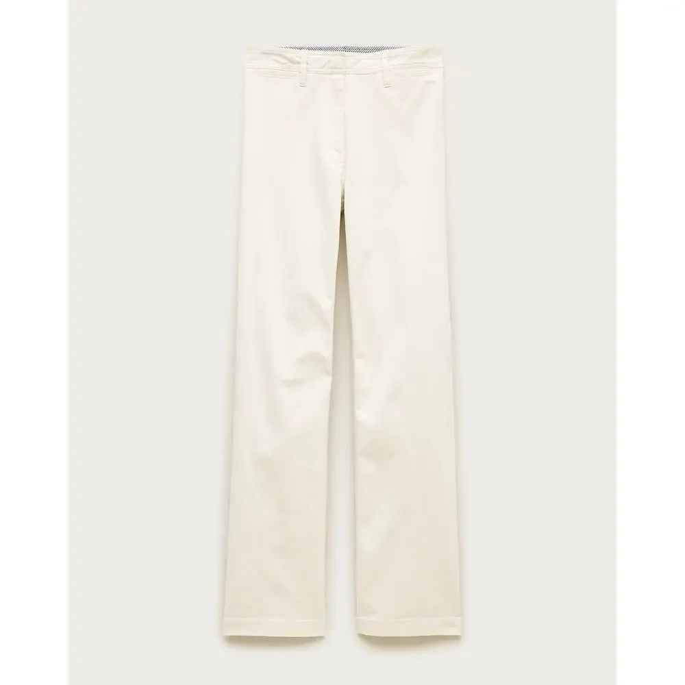 J.Crew Tall Wide Leg Trouser Chino Natural Cream Minimalist Stretch T26